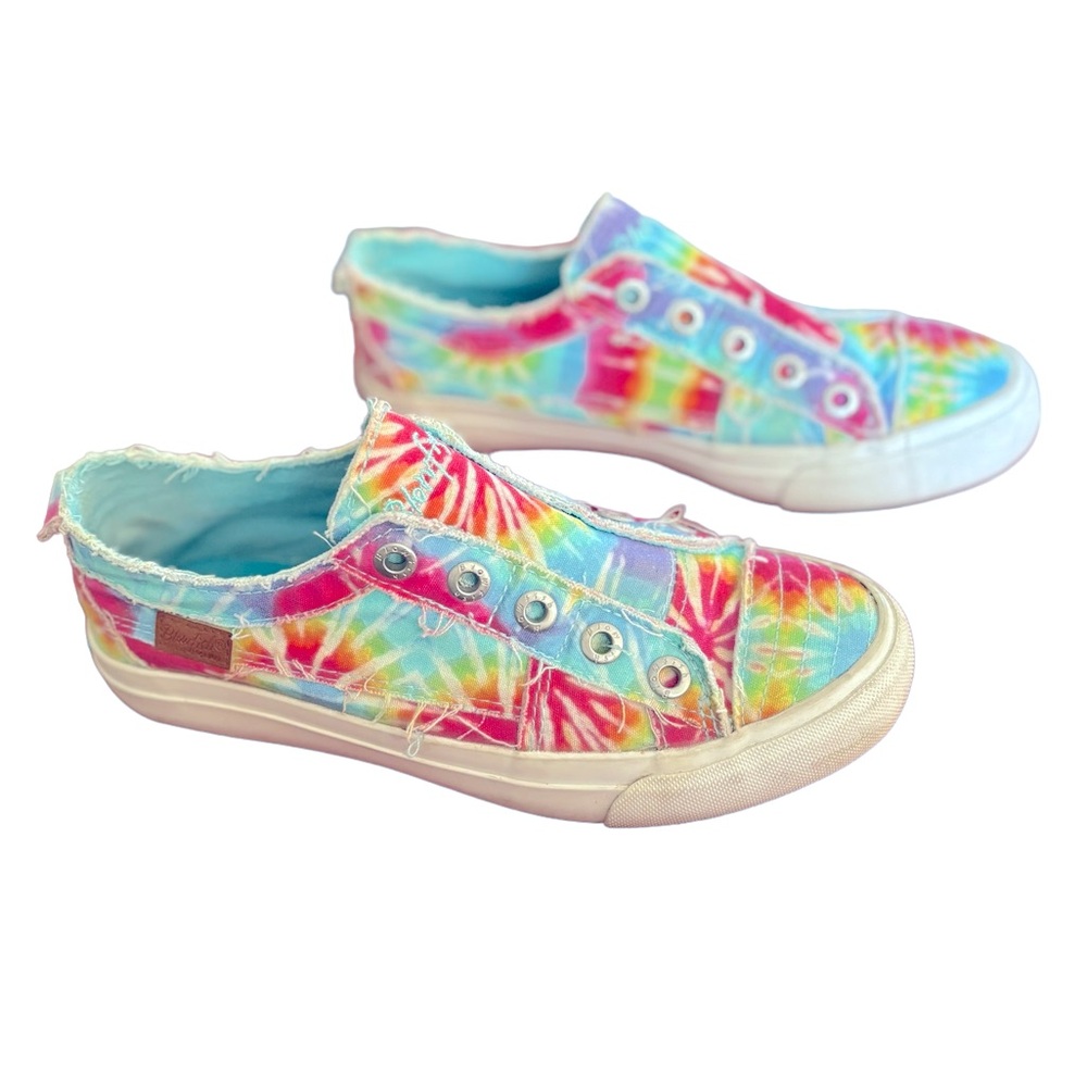 Blowfish Malibu Frayed Rainbow Colorful Slip On Sneakers Pastel Tie-Dyed  Size 7 - Picture 2 of 7
